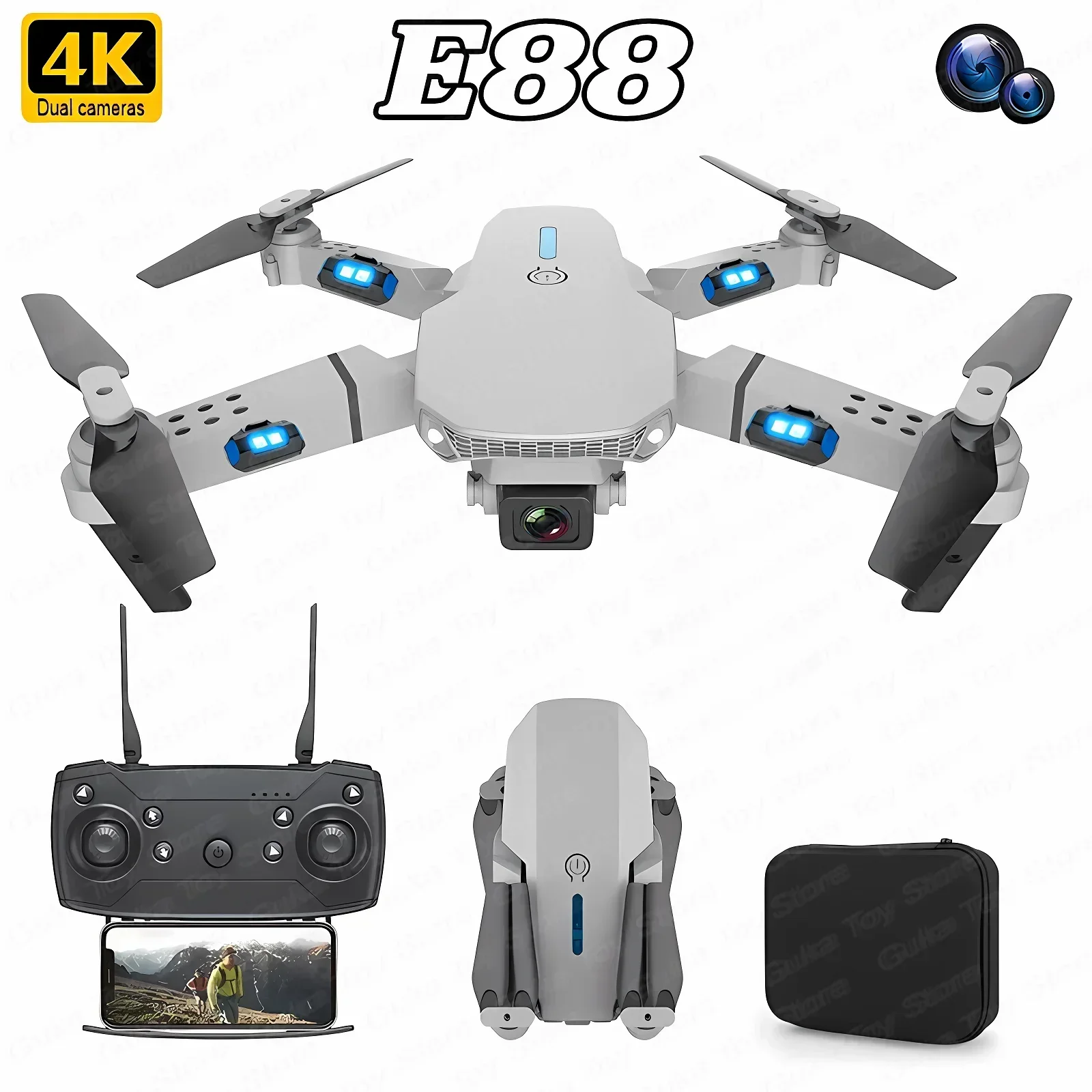 E88 Pro WIFI FPV الطائرة بدون  - مراجعة Drone Camera Professional وسعره
